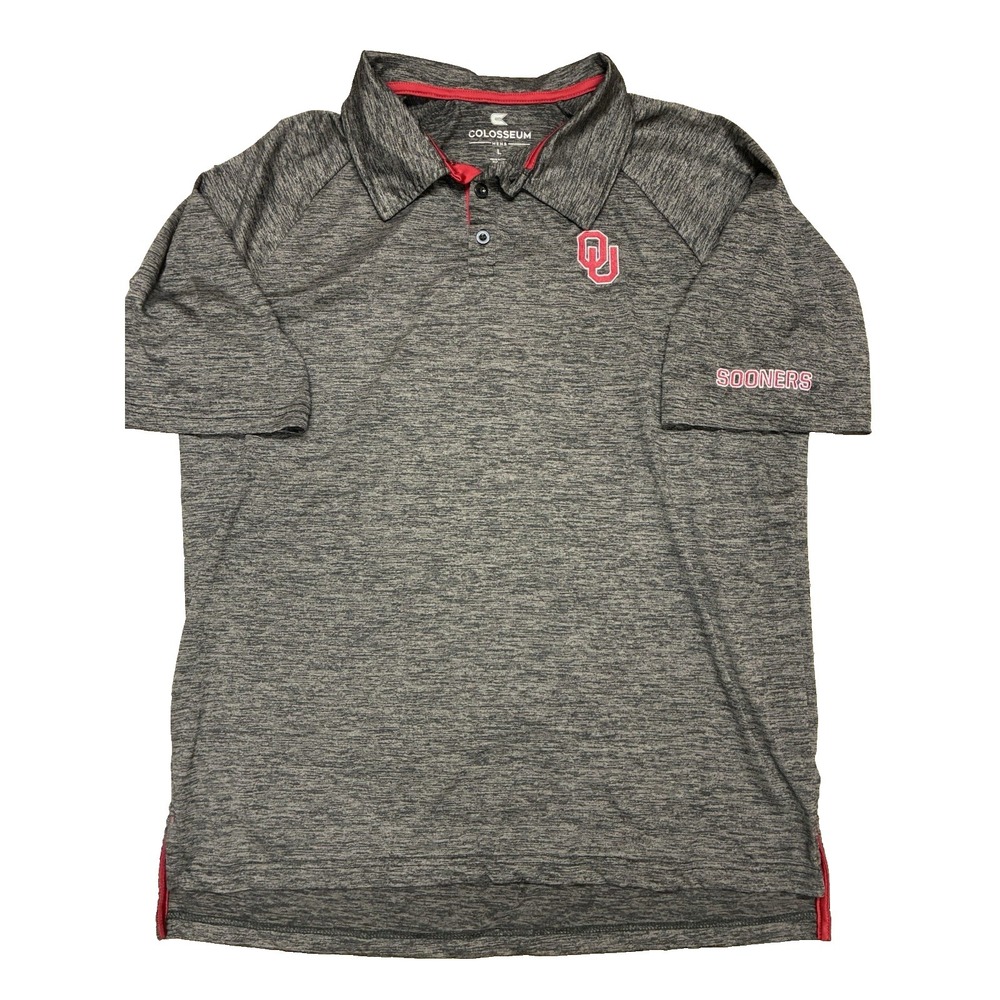 Oklahoma Sooners NCAA Colosseum Heathered Charcoal Black Mens Large Polo NEW